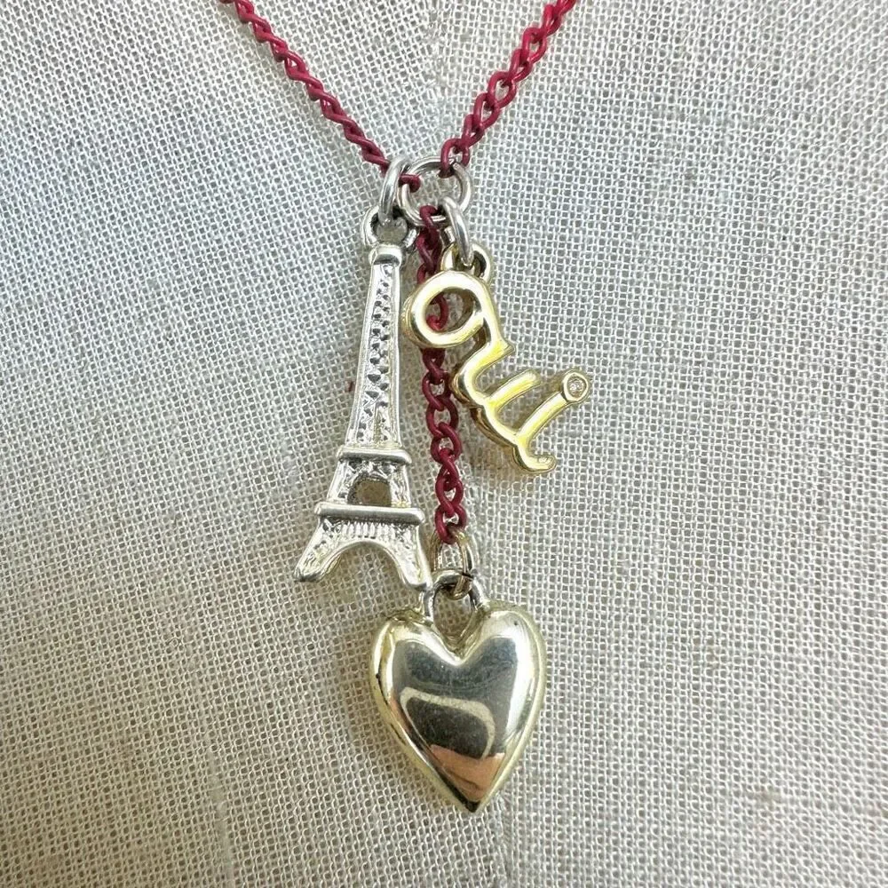 Paris Charm Necklace Red Chain